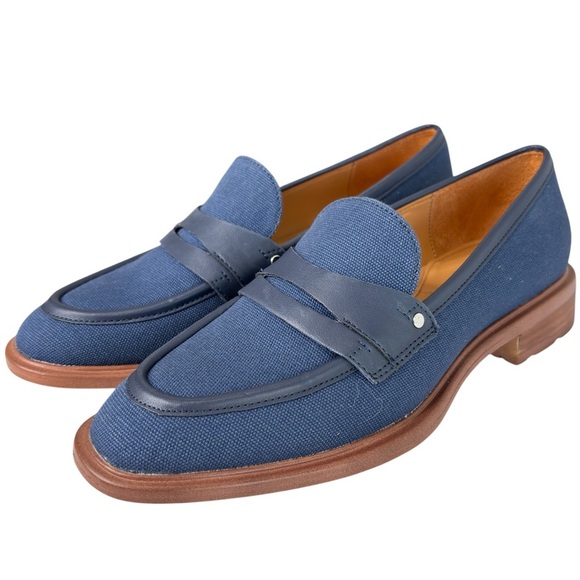 Franco Sarto Womens Edith Penny Loafers Shoe Size 7 M Navy Blue Classic Preppy - Picture 1 of 16